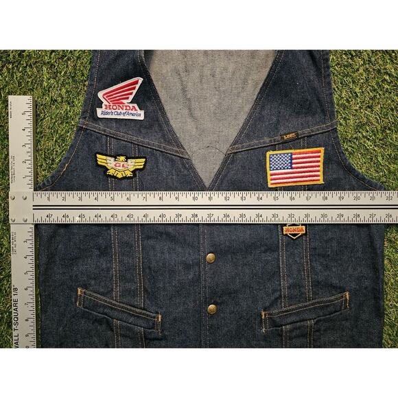 Vintage HONDA Gold Wing Denim Lee Vest Mens Large Riders Club Snap Patch - Picture 4 of 7